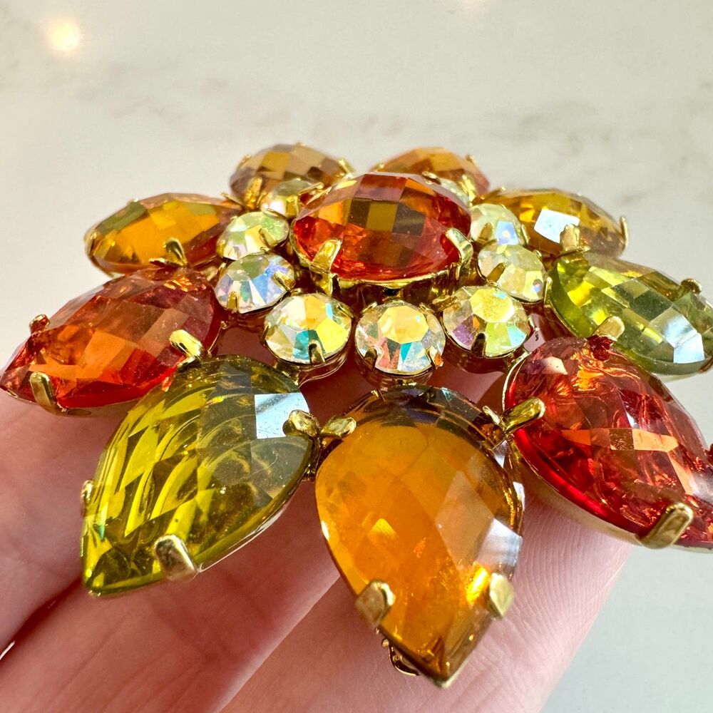 Joan Rivers Collection Autumn Sunburst Brooch Flower Pin Brooch - Vintage Signed - Picture 8 of 8